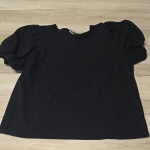 a new day Elegant Black Puff Sleeve Top
